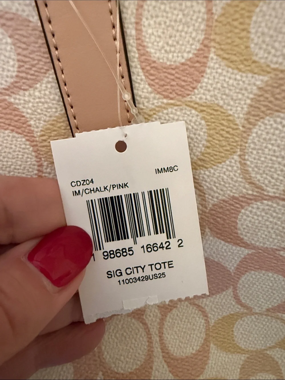 🩷🧡Coach NWT Pink/Peach Signature C Pastel Logo City Tote Bag / Gold Hardware